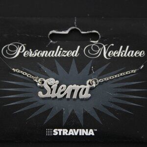 SIERRA Name Silvertone Rhinestone 14.5" w 4.5" Multi Ring Ext Necklace